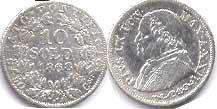 монета Папская область 10 сольди 1868