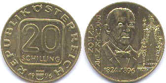 монета Австрия 20 шиллингов 1996