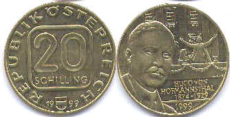 монета Австрия 20 шиллингов 1999