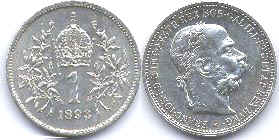 монета Австрийская Империя 1 корона 1893
