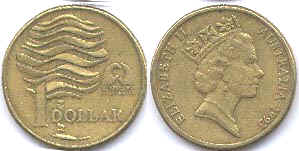 монета Австралия 1 доллар 1993