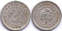 монета Колумбия 2,5 сентаво 1881
