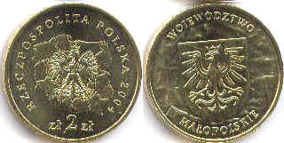 монета Польша 2 злотых 2004