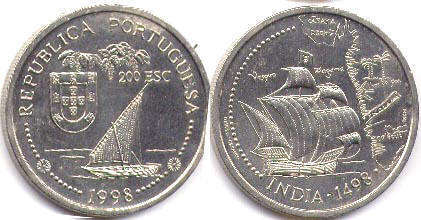 монета Португалия 200 эскудо 1998