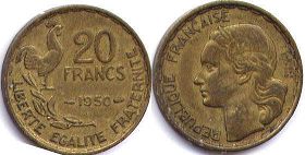 монета Франция 20 франков 1950