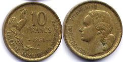 монета Франция 10 франков 1951