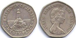 монета Джерси 20 пенсов 1982