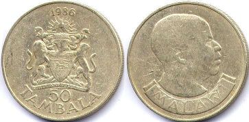 монета Малави 50 тамбала 1986
