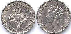 монета Маврикий 1/4 рупии 1951
