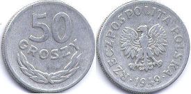 монета Польша 50 грошей 1949