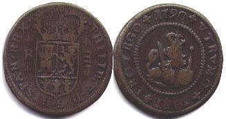 монета Испания 4 мараведи 1720