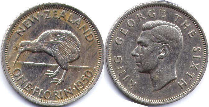 монета Новая Зеландия 1 флорин 1950