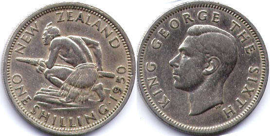 монета Новая Зеландия 1 shilling 1950