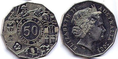 монета Австралия 50 центов 2003