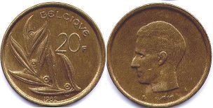 монета Бельгия 20 франков 1982