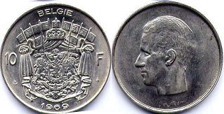 монета Бельгия 10 франков 1969