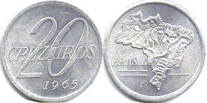 монета Бразилия 20 крузейро 1965