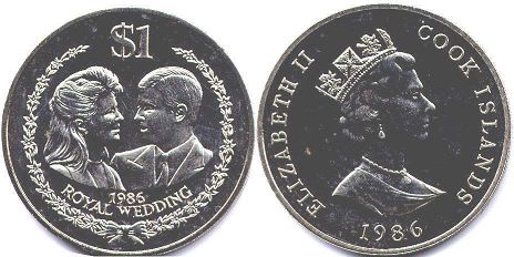 монета Островов Кука 1 доллар 1986