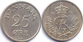 монета Дания 25 эре 1951