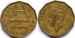 монета Фиджи 3 пенса 1952