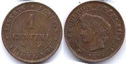 монета Франция 1 сантим 1896