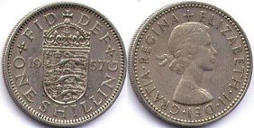 монета Великобритания 1 шиллинг 1957