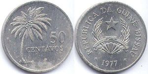монета Гвинея-Биссау 50 сентаво 1977