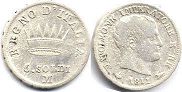 монета Итальянское Королевство 5 сольди 1811