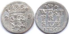 монета Западная Фрисландия 2 стювера 1730