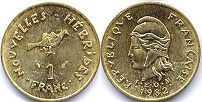 монета Новые Гебриды 1 франк 1982