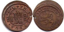 монета Испания 4 мараведи 1618