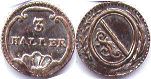 монета Цюрих 3 геллера без даты (1803-1848)