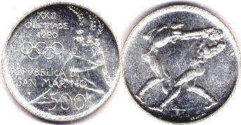 монета Сан-Марино 500 лир 1980