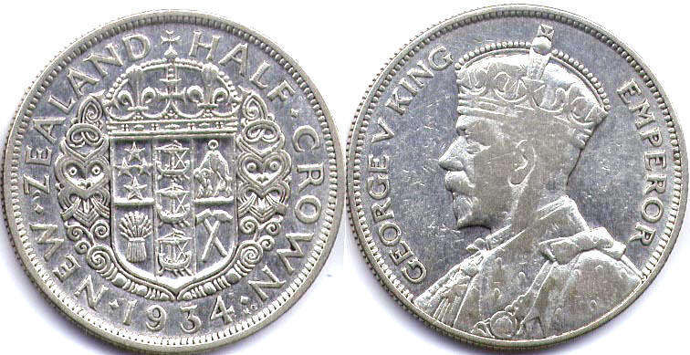 монета Новая Зеландия 1/2 кроны 1934