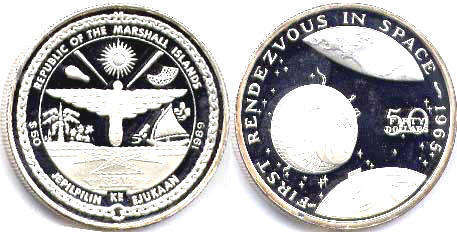 монета Маршалловых Островов 50 долларов 1989