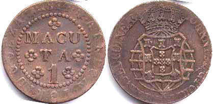 монета Ангола 1 макута 1814