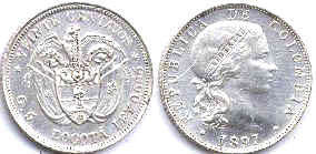 монета Колумбия 20 сентаво 1897