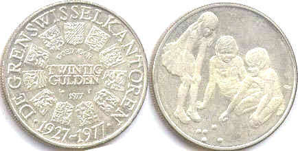 монета Нидерланды 20 гульденов 1977