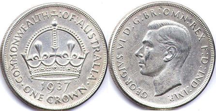 монета Австралия 1 крона 1937