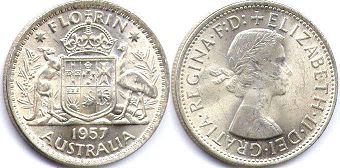 монета Австралия 1 флорин 1957