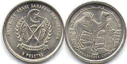 монета Западная Сахара 5 песет 1992
