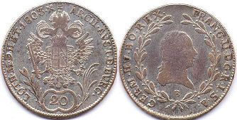 монета Австрия 20 крейцеров 1803