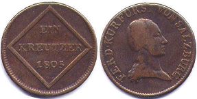 монета Зальцбург 1 крейцер 1805