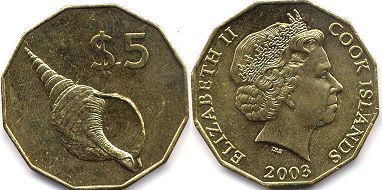 монета Островов Кука 5 долларов 2003