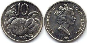 монета Островов Кука 10 центов 1987