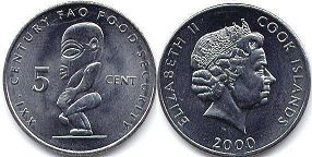 монета Островов Кука 5 центов 2000