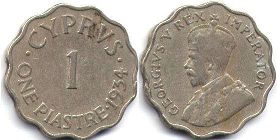 монета Кипр 1 пиастр 1934