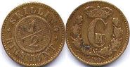 монета Дания 1/2 скиллинга 1867