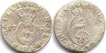 монета Дания 2 скиллинга 1782