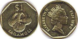 монета Фиджи 1 доллар 1996